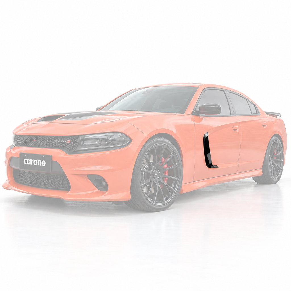 Cubiertas de ventilación laterales adicionales para puerta delantera Dodge Charger 2015-2023 negro brillante