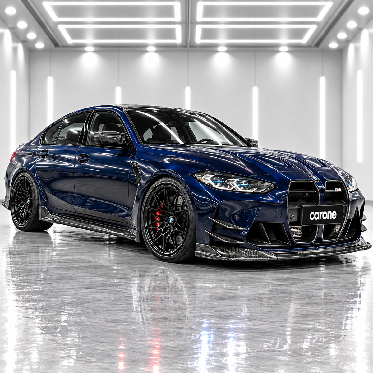 PARA BMW G80 M3 G82 G83 M4 V 2021-26 ESTILO 3 PIEZAS FIBRA DE CARBONO SECO PARACHOQUES DELANTERO LABIO