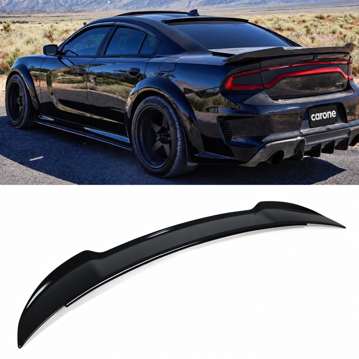 DODGE CHARGER 11-2023 NEGRO BRILLANTE HIGHKICK MALETERO TRASERO ALERÓN DUCKBILL