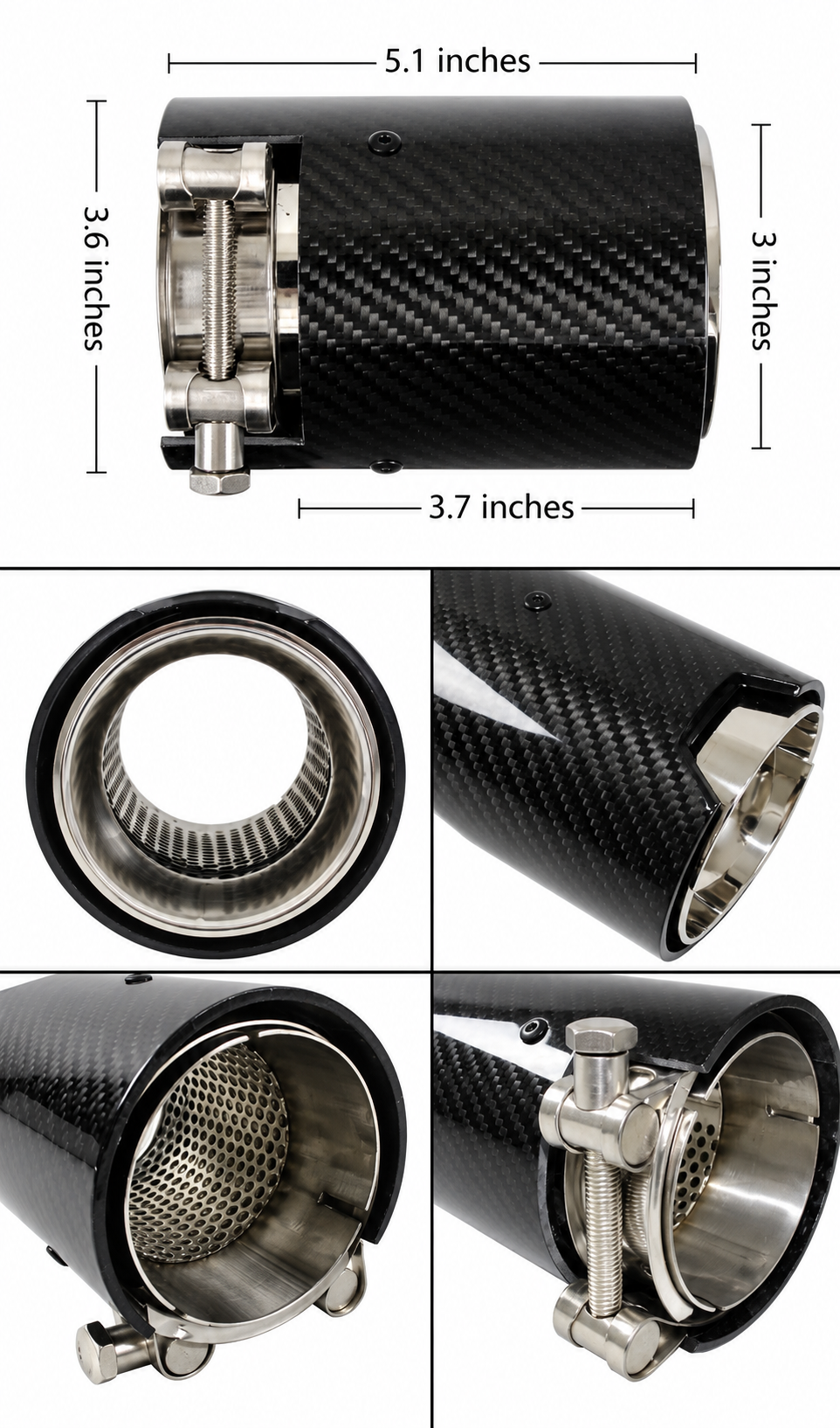 PARA BMW M2 M3 M4 2015-2019 FIBRA DE CARBONO ACERO INOXIDABLE PUNTA DE ESCAPE TUBO ACABADO X 4