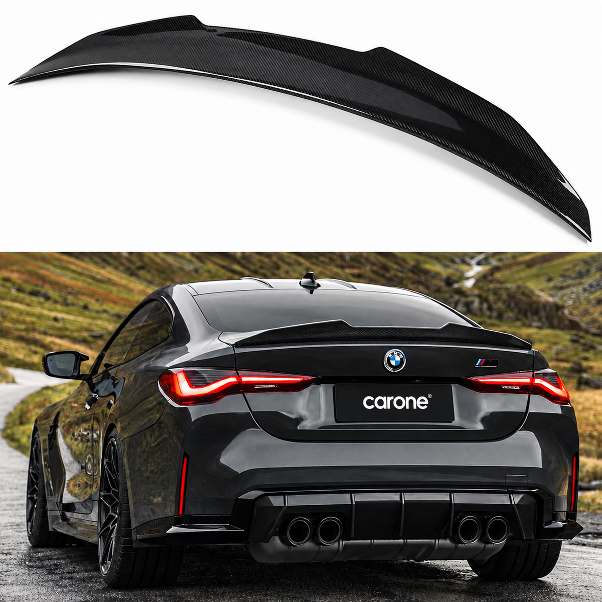 PARA BMW G22 SERIE 4 430i G82 M4 PSM ESTILO FIBRA CARBONO ALERÓN MALETERO