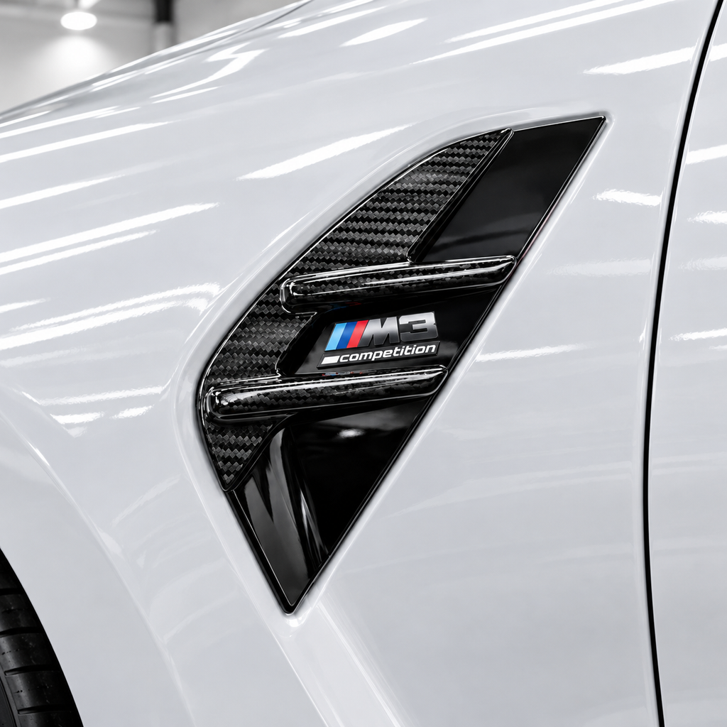 PARA BMW G80 M3 2021-2026 FIBRA DE CARBONO SECA GUARDABARROS DELANTERO VENTILACIÓN LATERAL JUEGO DE MOLDURAS