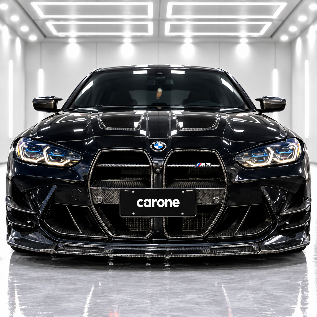 PARA BMW M3 M4 2021-2026 FIBRA DE CARBONO ESTILO V PARACHOQUES DELANTERO ALERÓN LABIAL CON CANARDS