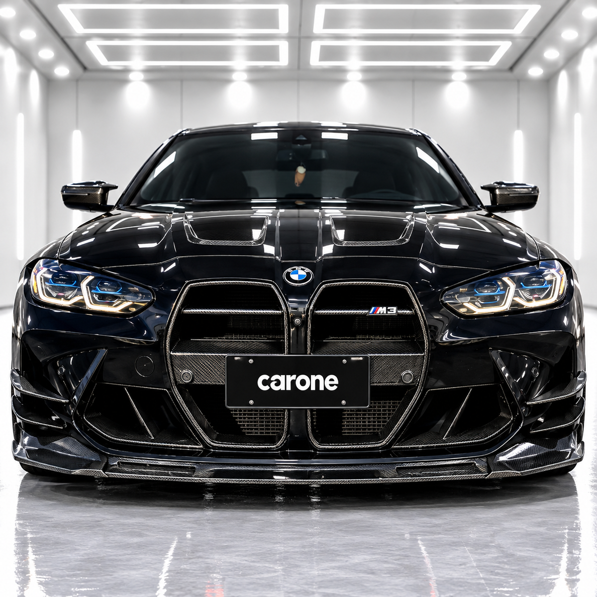 PARA BMW M3 M4 2021-2026 FIBRA DE CARBONO ESTILO V PARACHOQUES DELANTERO ALERÓN LABIAL CON CANARDS