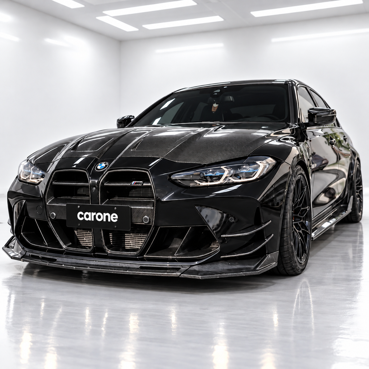 PARA BMW M3 G80 M4 G82 G83 2021-2026 FIBRA DE CARBONO REAL ESTILO V NARIZ REJILLA