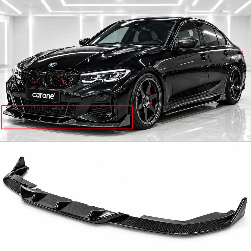 LABIO DE PARACHOQUES DELANTERO DE FIBRA DE CARBONO REAL ESTILO TK SPORT 330I M 19-22 PARA BMW G20 M340I 330I M