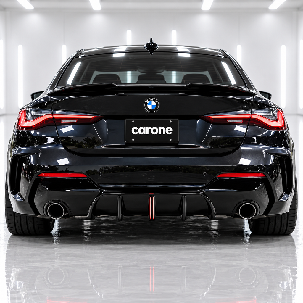 PARA 21-26 BMW G22 G23 SERIE 4 LENTE DE HUMO LED ALETA DE TIBURÓN BRILLO NEGRO DIFUSOR TRASERO