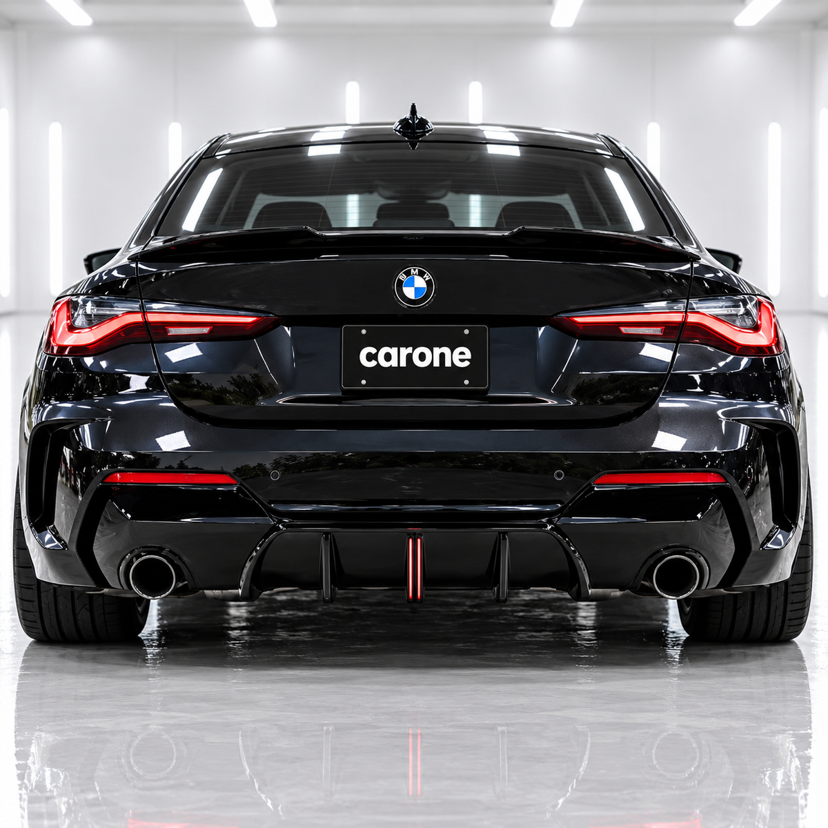 PARA 21-26 BMW G22 G23 SERIE 4 LENTE DE HUMO LED ALETA DE TIBURÓN BRILLO NEGRO DIFUSOR TRASERO