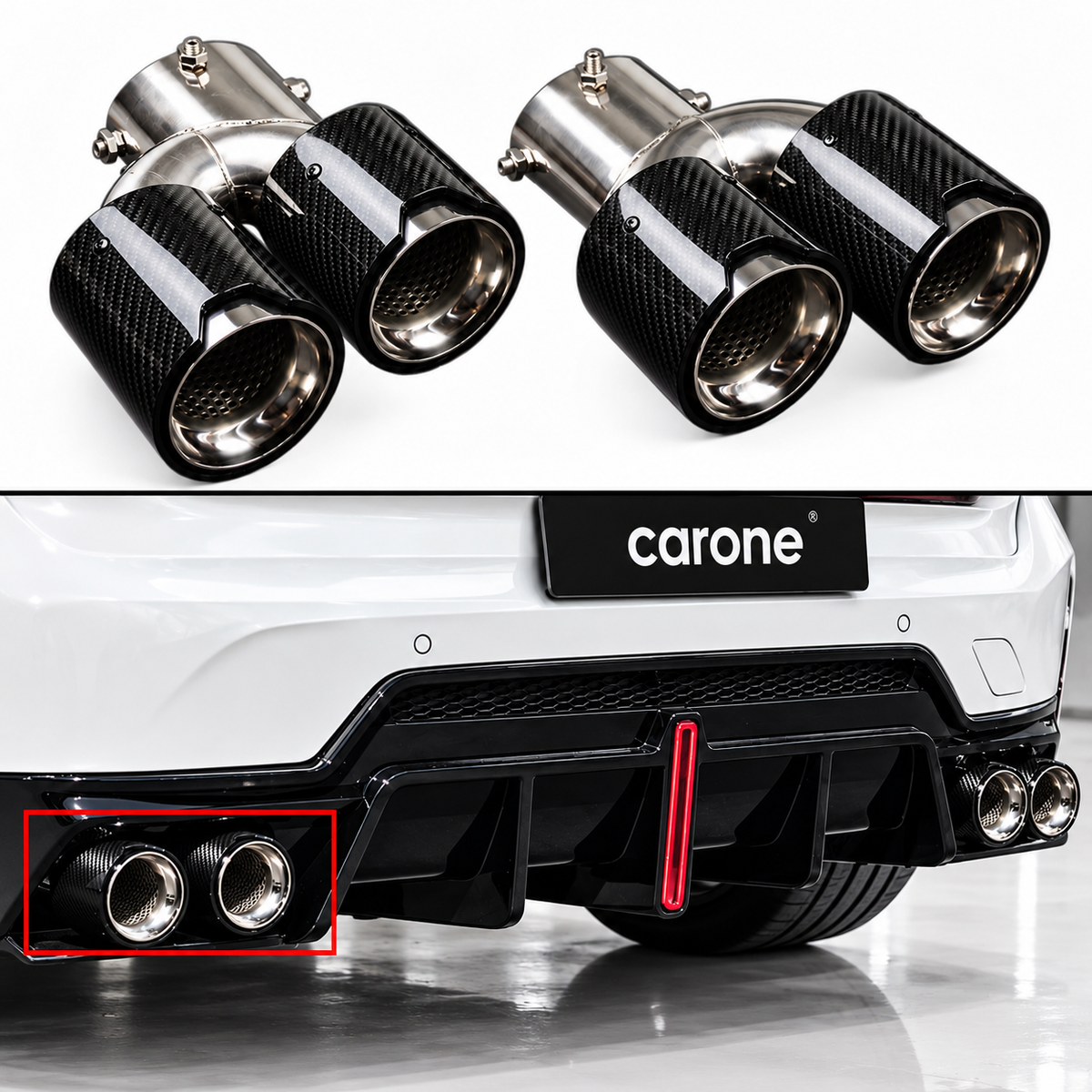 PARA BMW M240i M440i M550i Z4 M40i FIBRA DE CARBONO ACERO INOXIDABLE CUADDRUPLE ESCAPE PUNTA