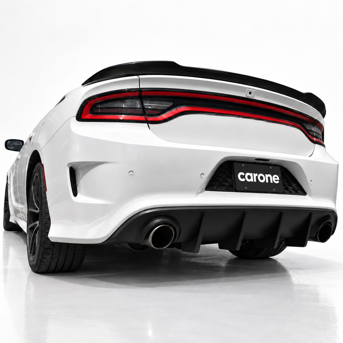 Dodge Charger 2015-23 Negro Mate Placa Trasera Marco Soporte Panel Borde