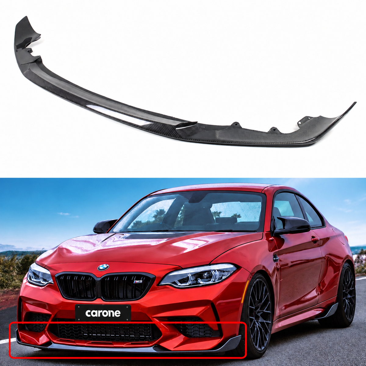 LABIO DE PARACHOQUES DELANTERO DE FIBRA DE CARBONO PARA BMW F87 M2 COMPETITION 19-21