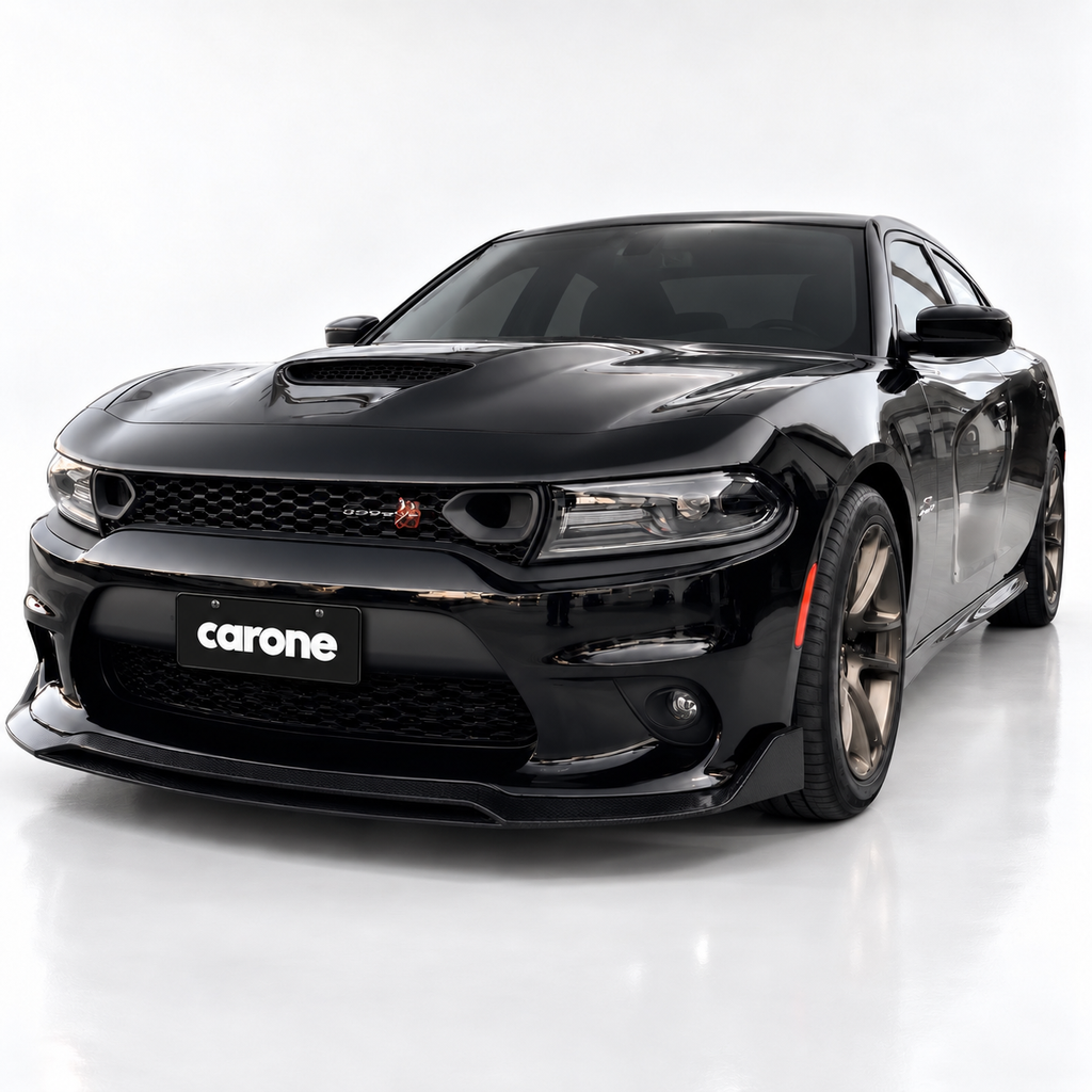 DODGE CHARGER SRT V3 15-23 DIVISOR DE LABIOS PARA PARACHOQUES DELANTERO NEGRO BRILLANTE DOBLE CUBIERTA
