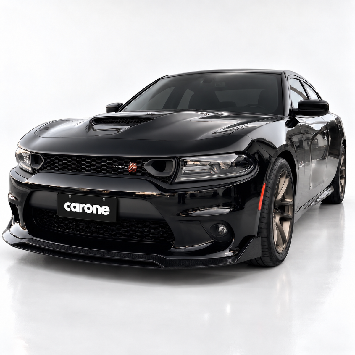 Dodge Charger SRT V3 15-23 Divisor de labios para paracoques delantero negro brillante doble cubierta