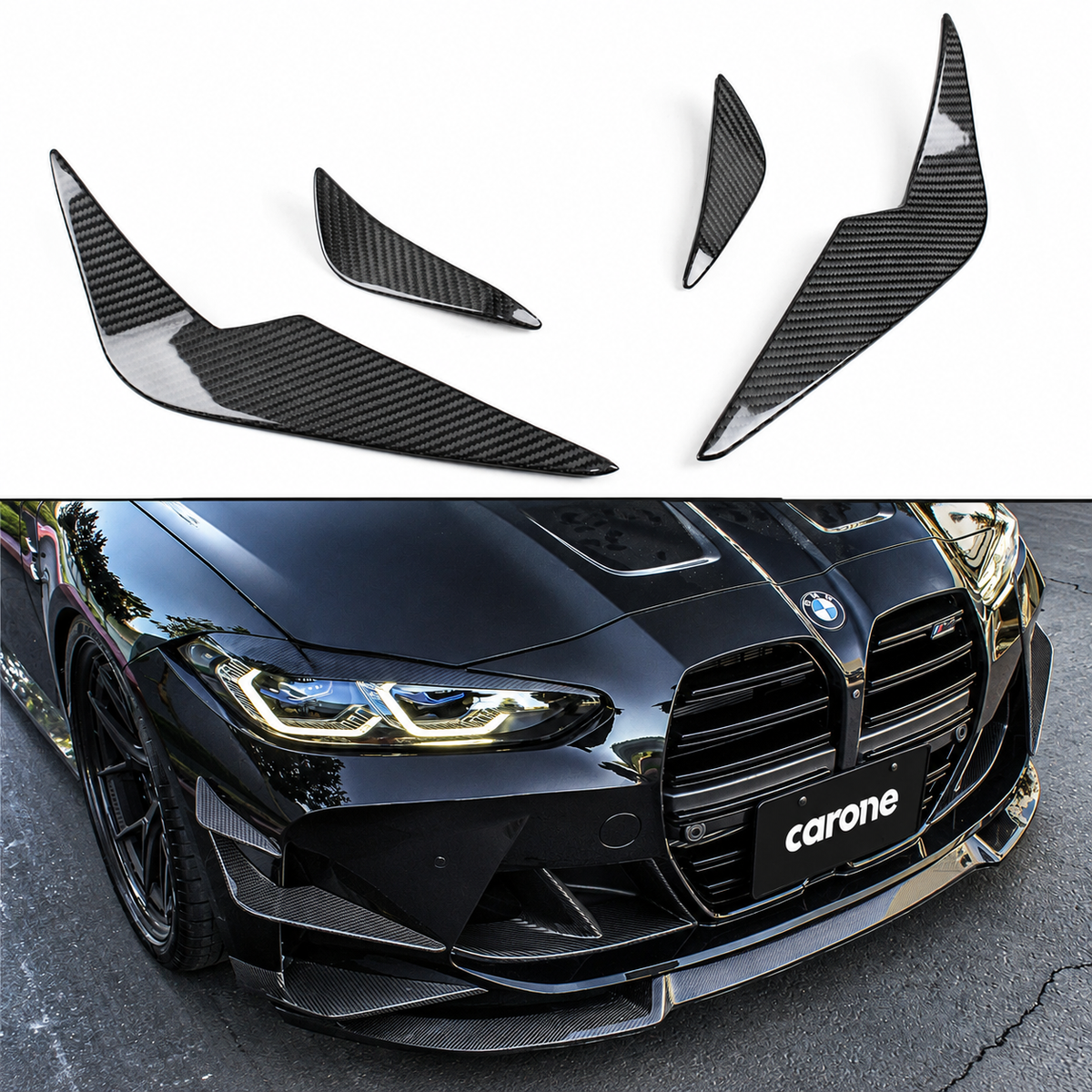 PARACHOQUES DE FIBRA DE CARBONO PARA BMW G80 M3 G82 G83 M4 2021-2026 ALETAS AERO CANARD