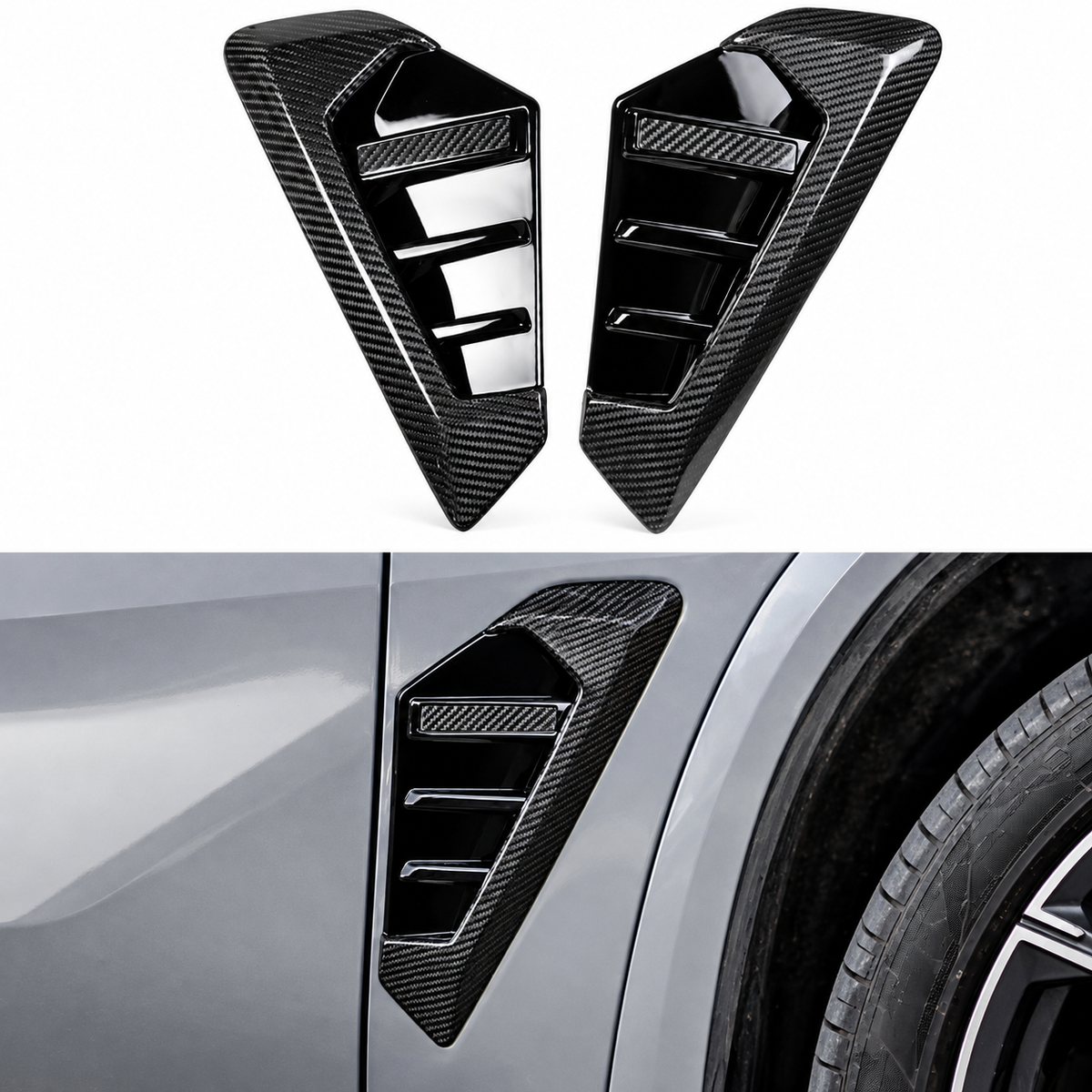 PARA BMW G05 X5 X5M ESTILO GUARDABARROS VENTILACIÓN LATERAL FIBRA DE CARBONO 2024-26 REPUESTO