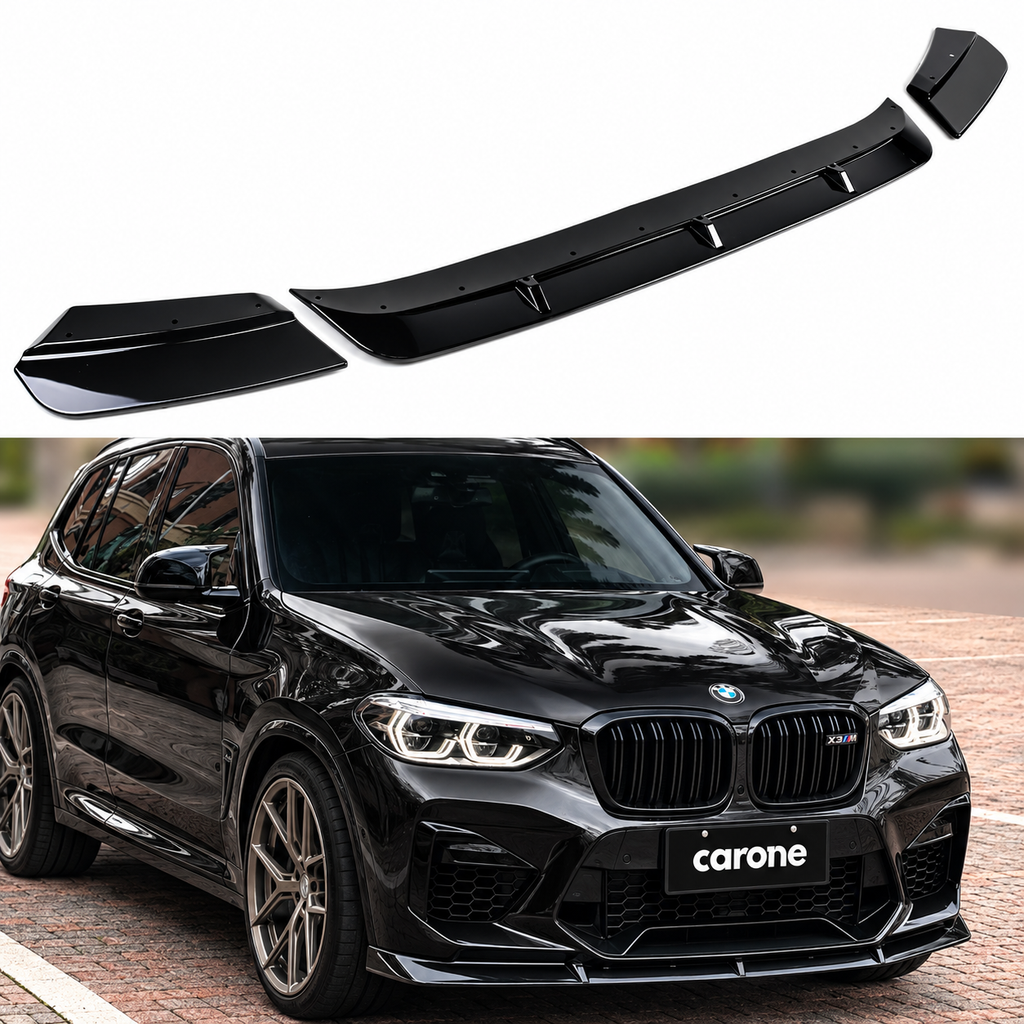 DIVISOR DE LABIOS DE PARACHOQUES DELANTERO NEGRO BRILLANTE PARA BMW X3M X4M COMPETITION F97 F98 19-21