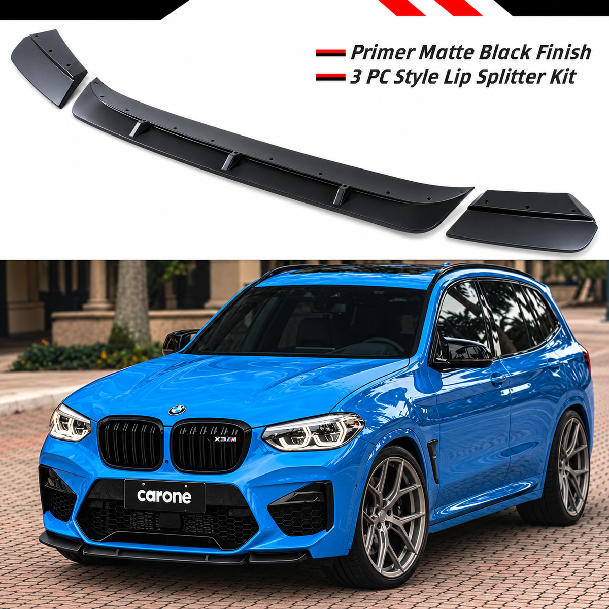 DIVISOR DE LABIOS PARACHOQUES DELANTERO NEGRO MATE PARA BMW X3M X4M COMPETITION F97 F98 19-21