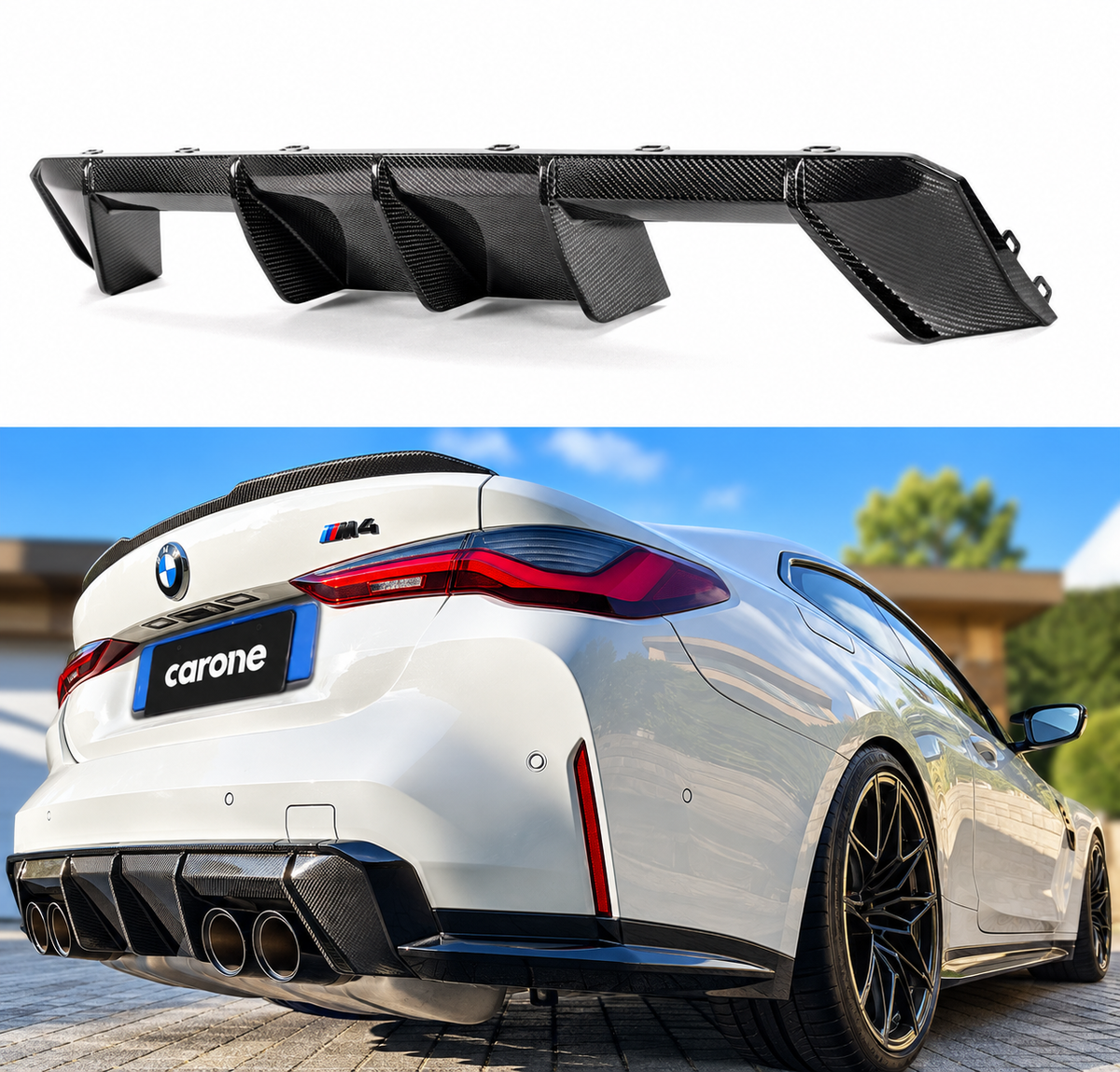 DIFUSOR DE PARACHOQUES TRASERO DE FIBRA DE CARBONO REAL ESTILO MP BMW G80 M3 G82 M4 2021-2026