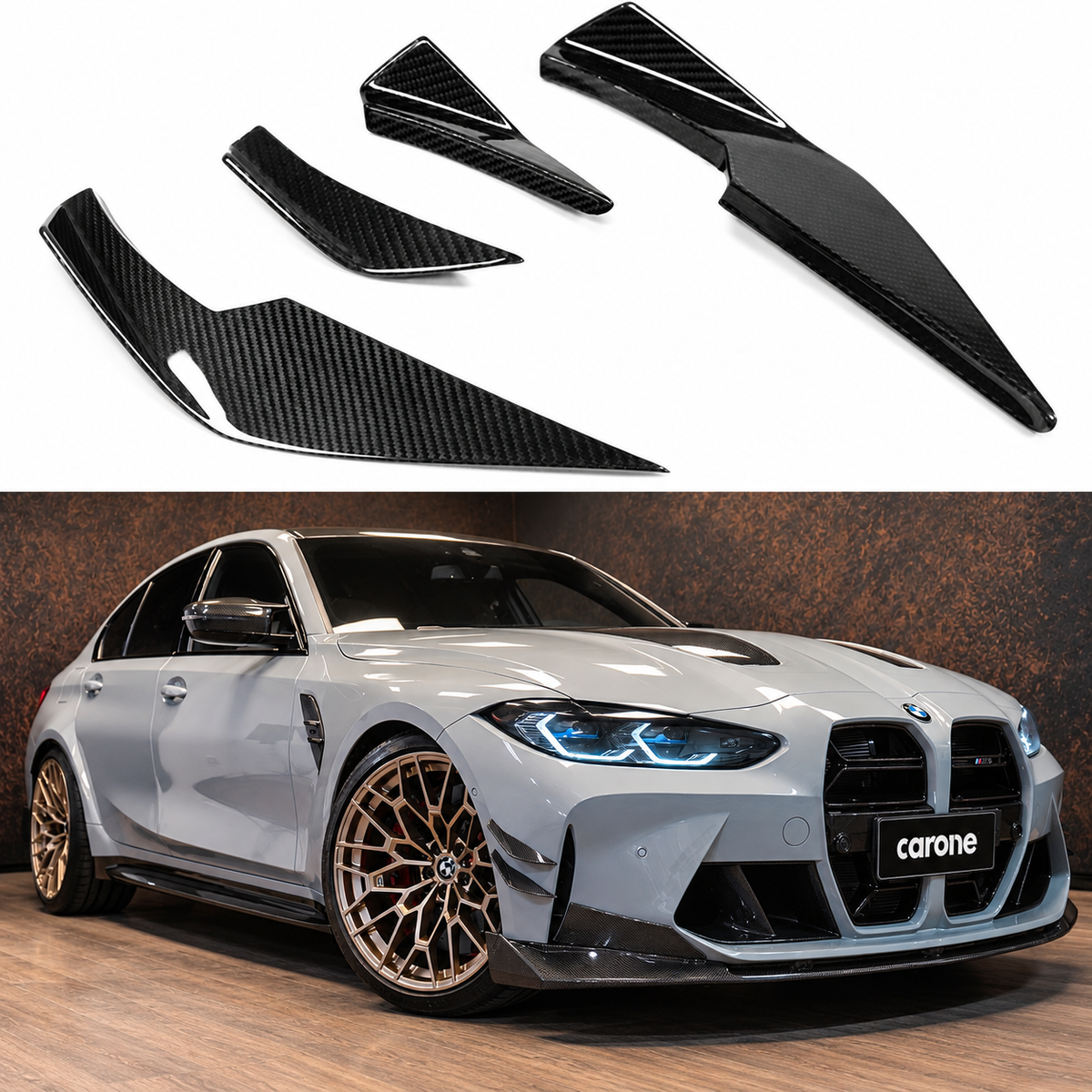 PARACHOQUES DE FIBRA DE CARBONO ESTILO VS CANARD ALETAS DE ALA PARA BMW G80 M3 G82 G83 M4 21-26