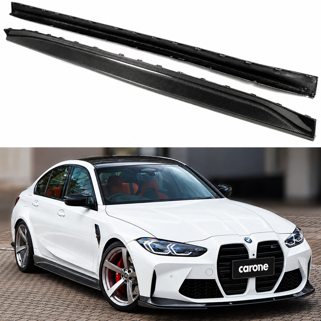 PARA BMW G80 M3 2021-26 ESTILO VST FIBRA DE CARBONO FALDÓN PANEL EXTENSIÓN LATERAL BASCULANTE