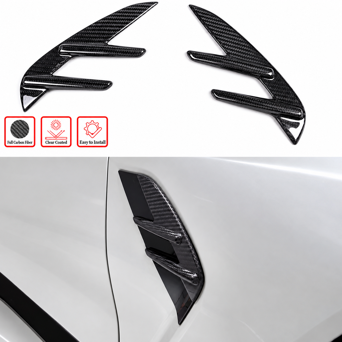 PARA BMW G80 M3 2021-2026 FIBRA DE CARBONO SECA GUARDABARROS DELANTERO VENTILACIÓN LATERAL JUEGO DE MOLDURAS