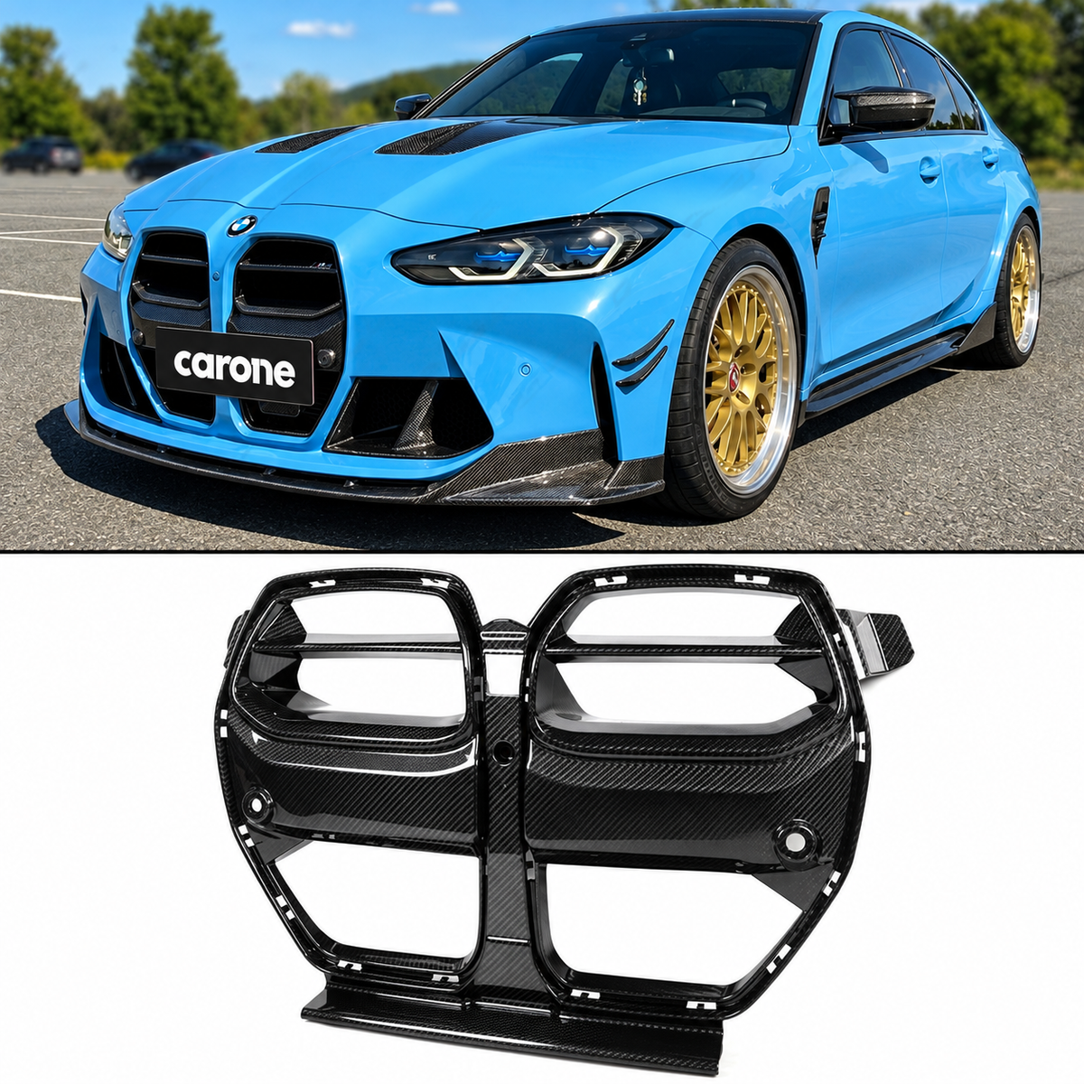 PARRILLA DELANTERA DE FIBRA DE CARBONO PREIMPREGNADA PARA BMW M3 G80 M4 G82 G83 2021-2026