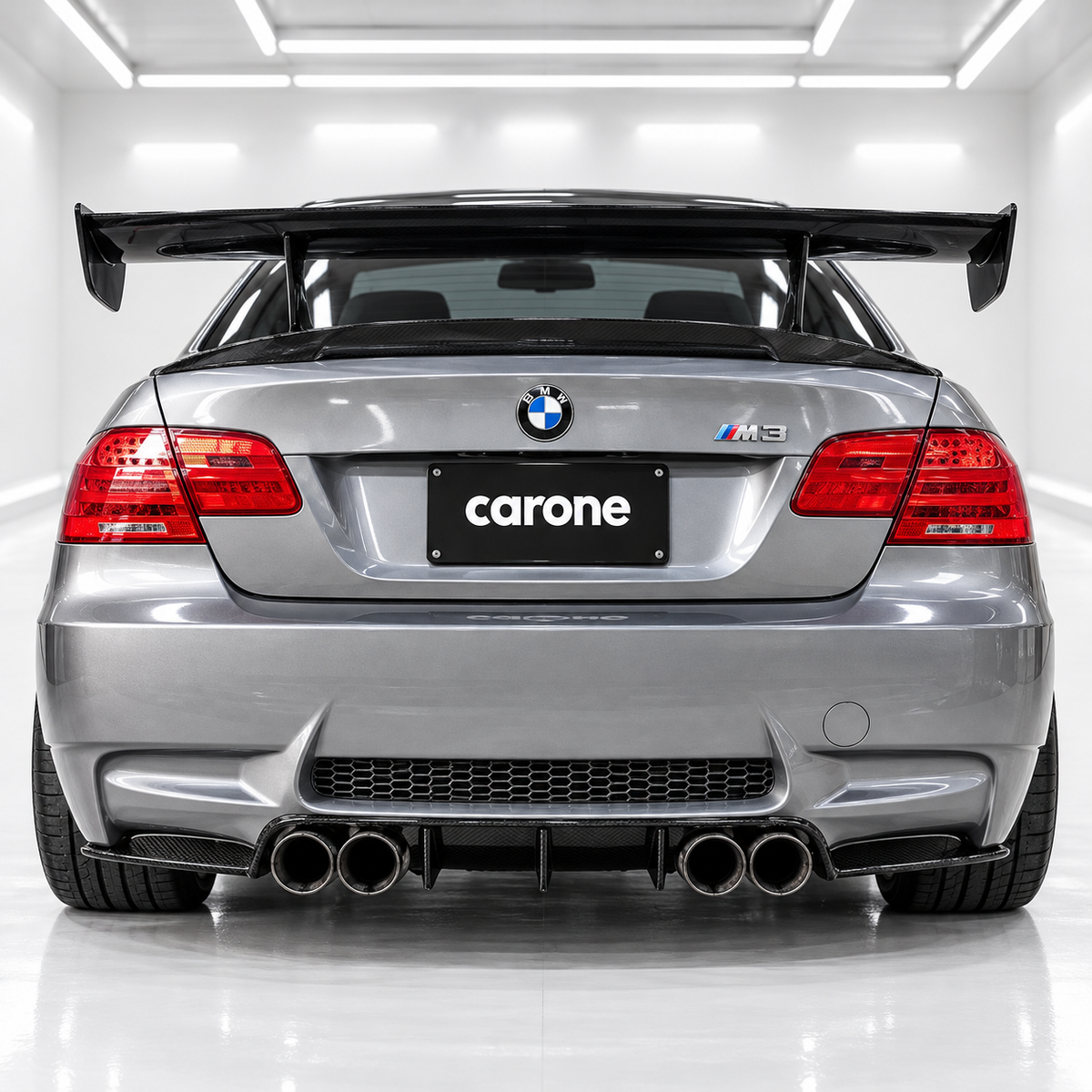 Difusor de parachoques trasero negro brillante estilo V estilo BMW E92 E93 M3 08-13 + espatas de esquina-