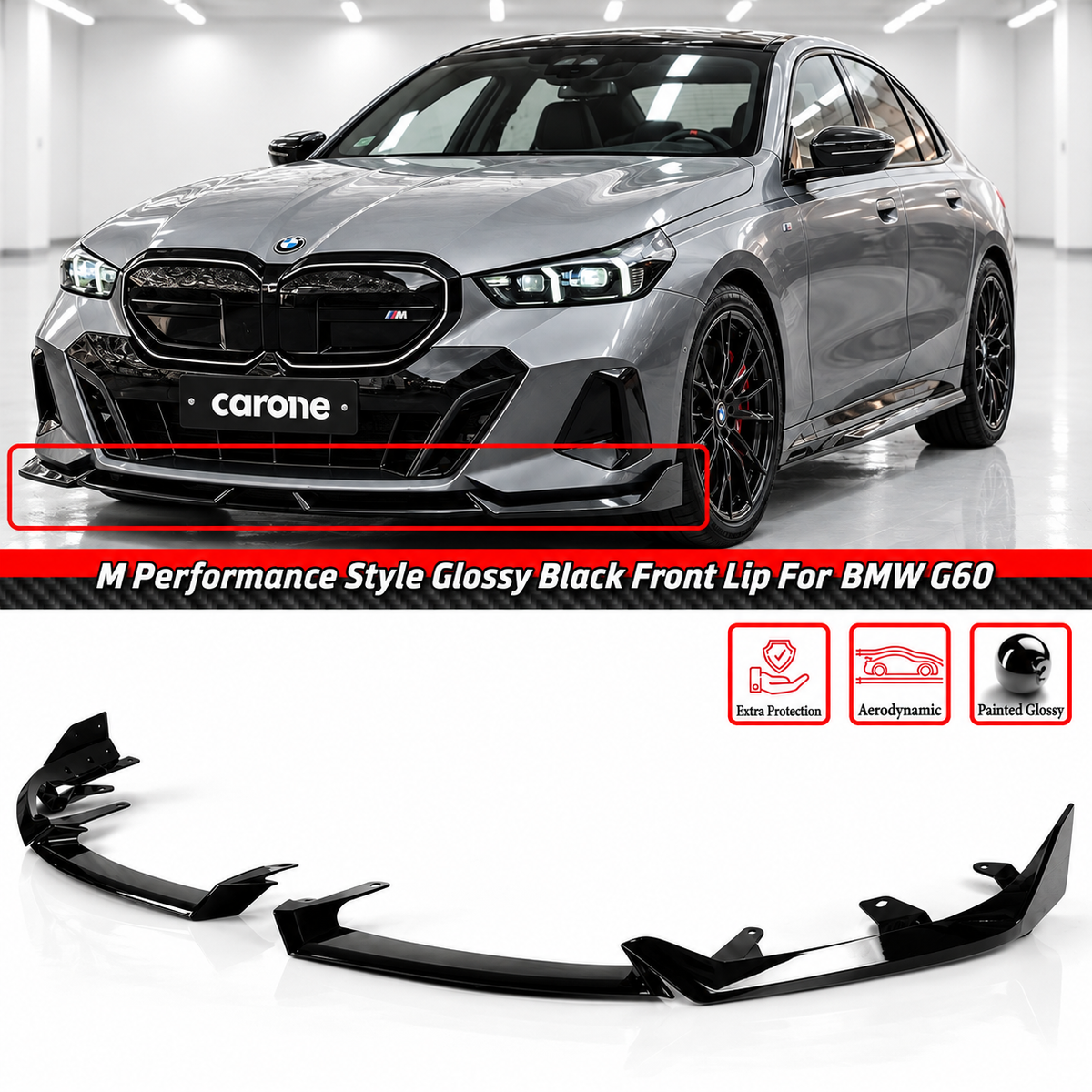 PARA 2024-2026 BMW G60 530I 540I I5 M SPORT MP ESTILO BRILLO NEGRO PARACHOQUES DELANTERO LABIO