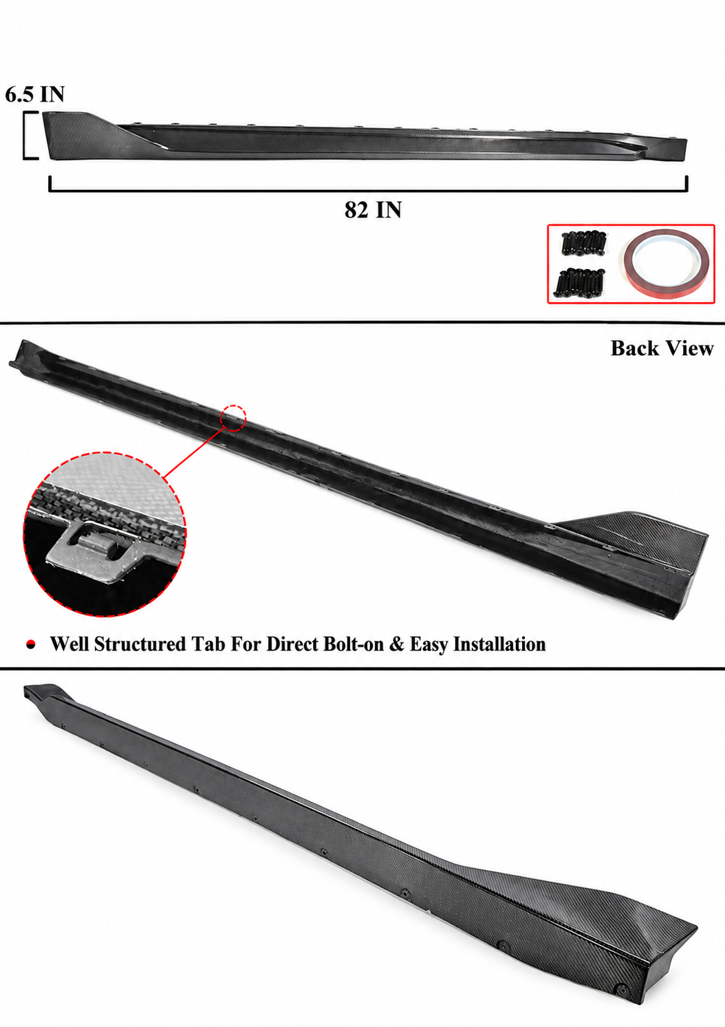 PARA BMW G80 M3 MP ESTILO FIBRA CARBONO REAL FALDÓN EXTENSIÓN LATERAL REPUESTO 21-26