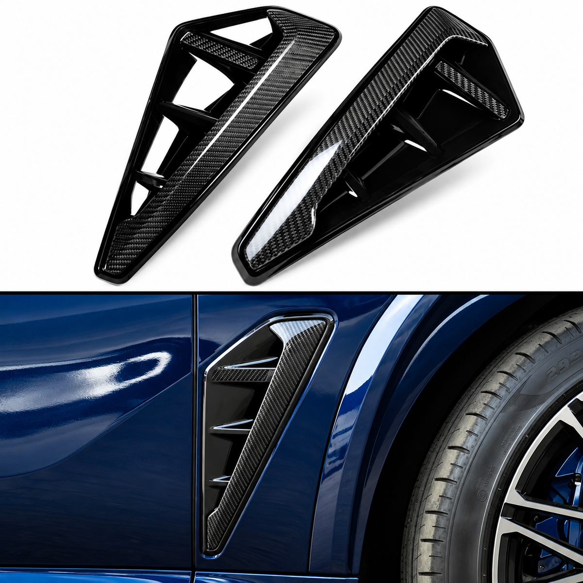 REPUESTO DE VENTILACIÓN LATERAL PARA GUARDABARROS ESTILO BMW G05 X5 X5M 19-23 CON MOLDURA DE FIBRA DE CARBONO