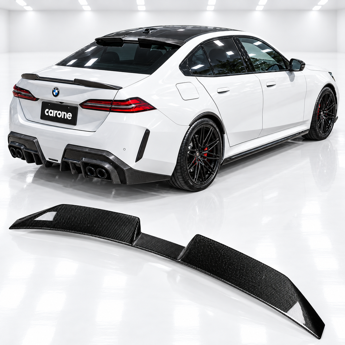 ALERÓN DE TECHO VENTANA TRASERA DE FIBRA DE CARBONO ESTILO SQ PARA BMW G60 530I G90 M5 2024-2027
