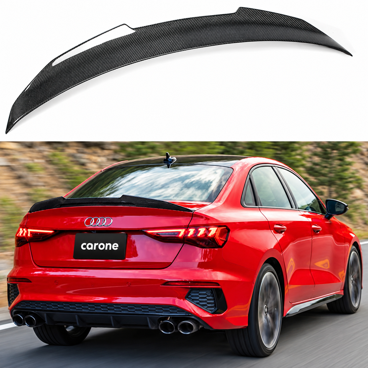 PARA AUDI A3 S3 RS3 2022-2024 SEDÁN 8Y FIBRA DE CARBONO ALERÓN MALETERO