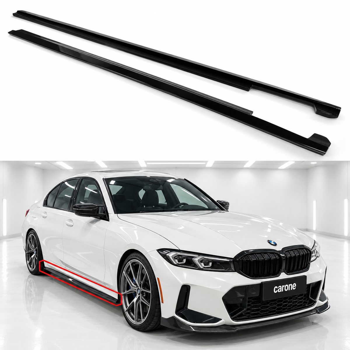 EXTENSIÓN DE FALDÓN LATERAL NEGRO BRILLANTE ESTILO CMS 19-2026 BMW G20 330I 330E M340I
