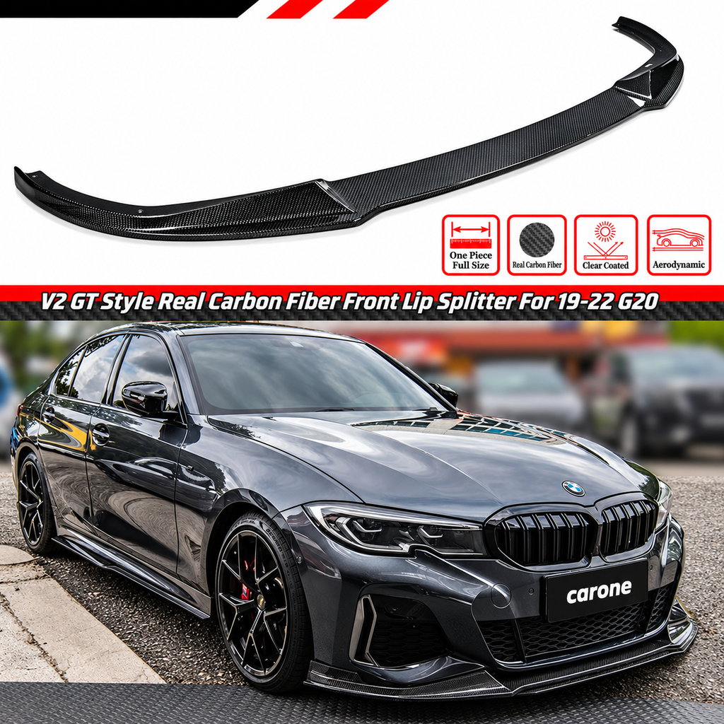 PARA BMW G20 M340i 330i M SPORT V2 GT 2019-22 FIBRA DE CARBONO PARACHOQUES DELANTERO LIP