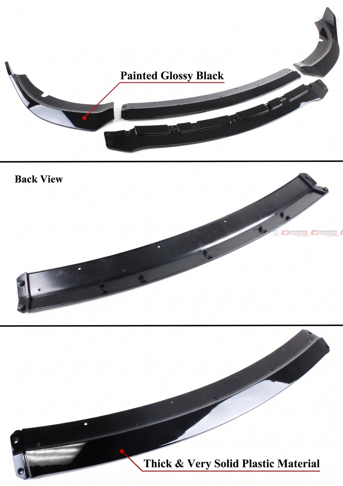 DODGE CHARGER SRT V3 15-23 DIVISOR DE LABIOS PARA PARACHOQUES DELANTERO NEGRO BRILLANTE DOBLE CUBIERTA