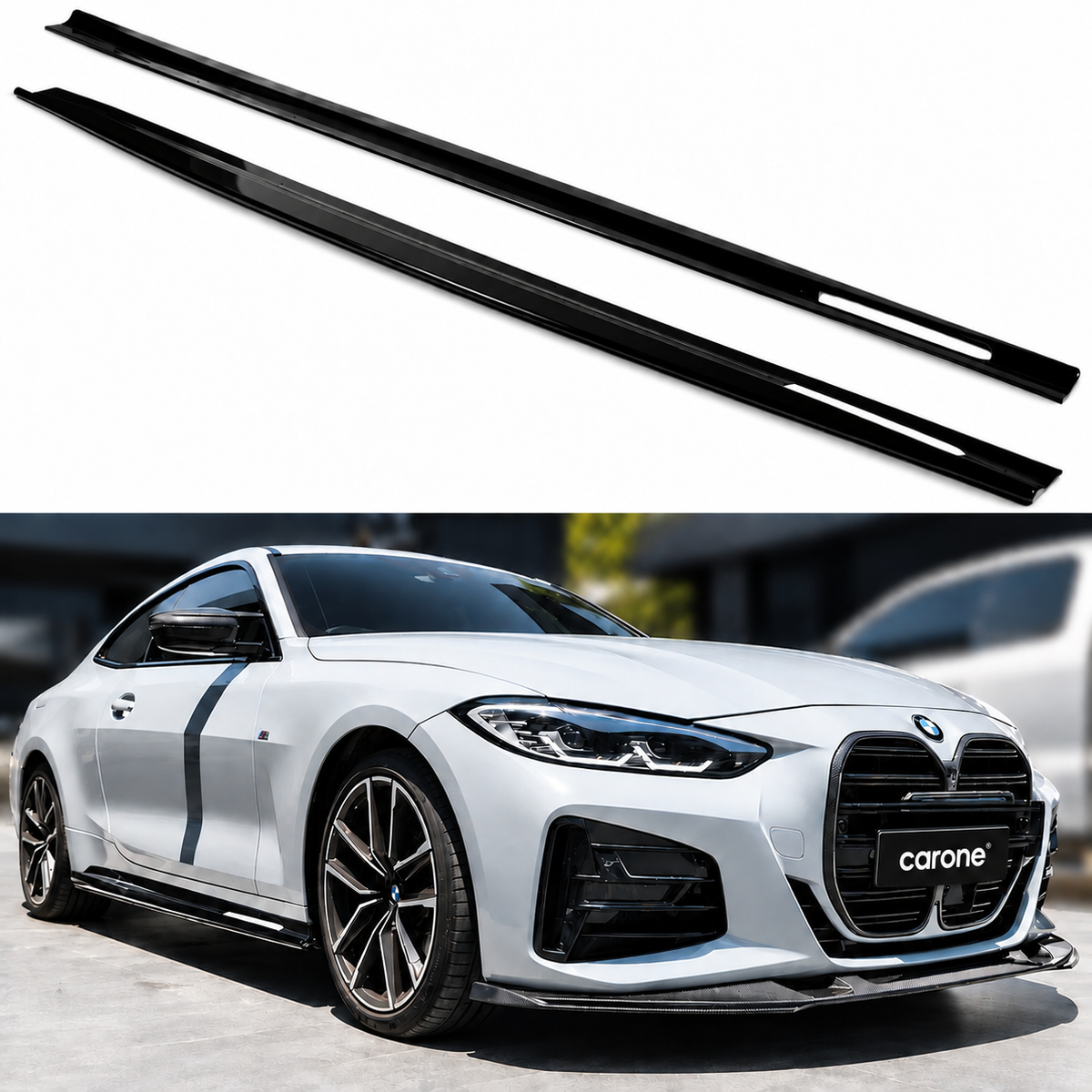 EXTENSIÓN DE FALDÓN LATERAL NEGRO BRILLANTE ESTILO M 2 PUERTAS PARA BMW G22 G23 430I M440I 2021-26
