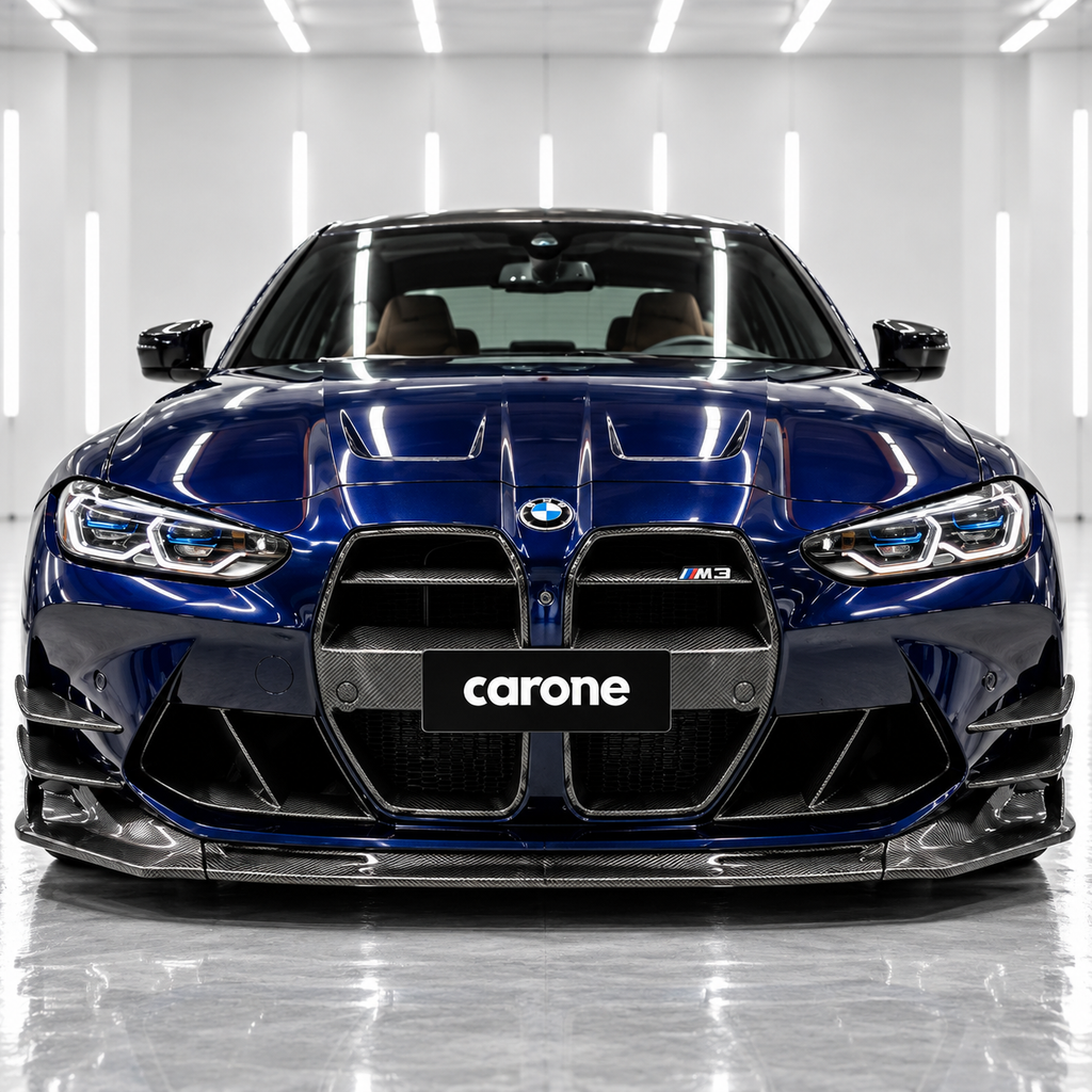 PARA BMW G80 M3 G82 G83 M4 V 2021-26 ESTILO 3 PIEZAS FIBRA DE CARBONO SECO PARACHOQUES DELANTERO LABIO