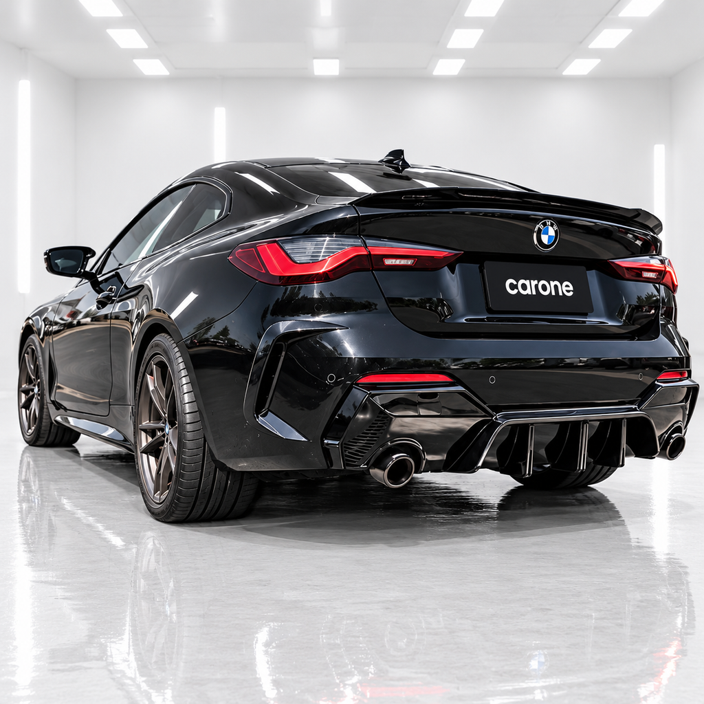 PARA 21-26 BMW G22 G23 SERIE 4 LENTE DE HUMO LED ALETA DE TIBURÓN BRILLO NEGRO DIFUSOR TRASERO