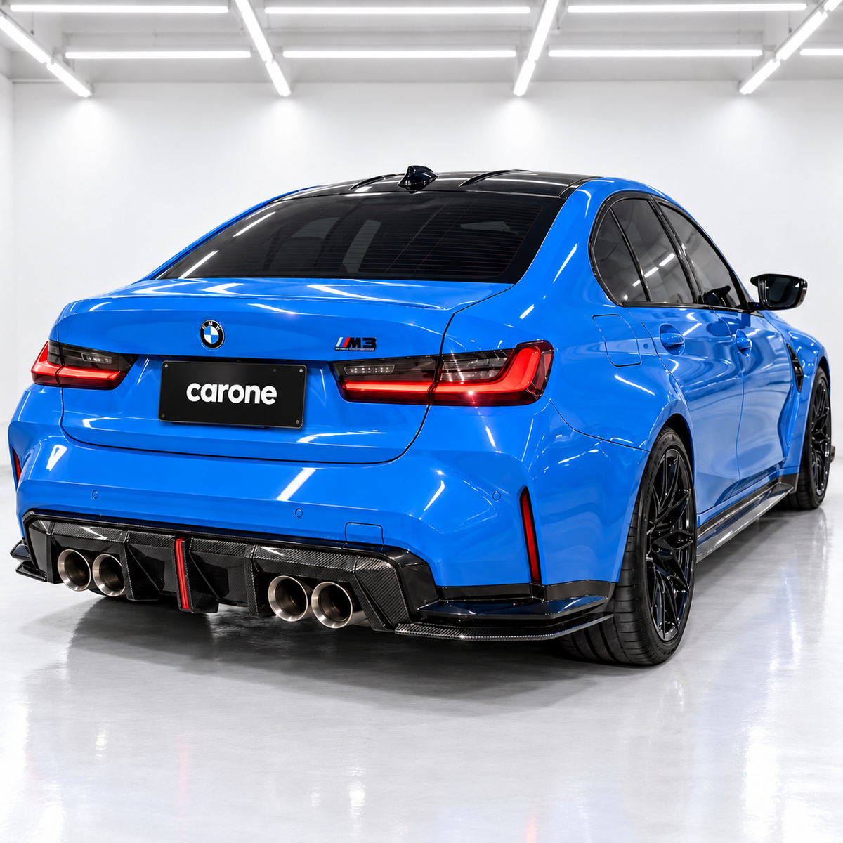 Difusor trasero LED + extensiones laterales de fibra de carbono para BMW G80 G82 M3 M4 CTM 21-26