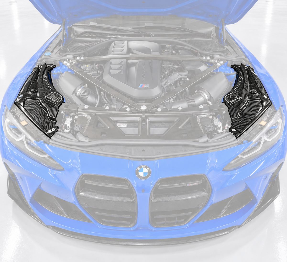 Juego de 2 cubiertas de panel de ajuste de bahía de motor de fibra de carbono seca para BMW G80 G82 M3 M4 21-26