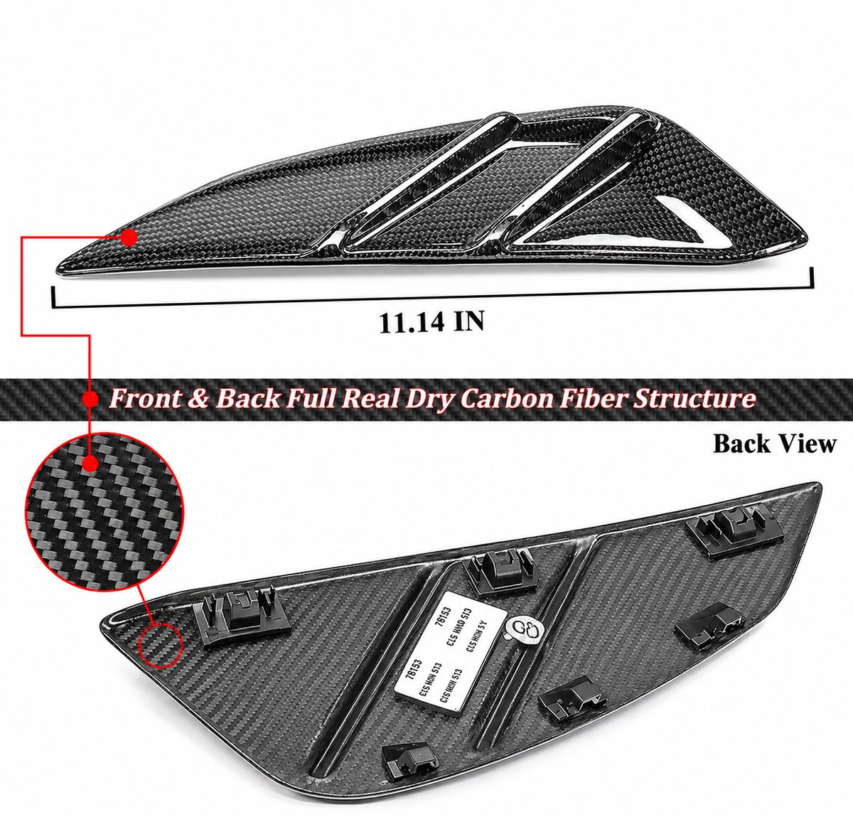 PARA BMW G80 M3 21-26 FIBRA CARBONO REPUESTO GUARDABARROS DELANTERO VENTILACIÓN LATERAL CUBIERTA EMBELLECEDOR