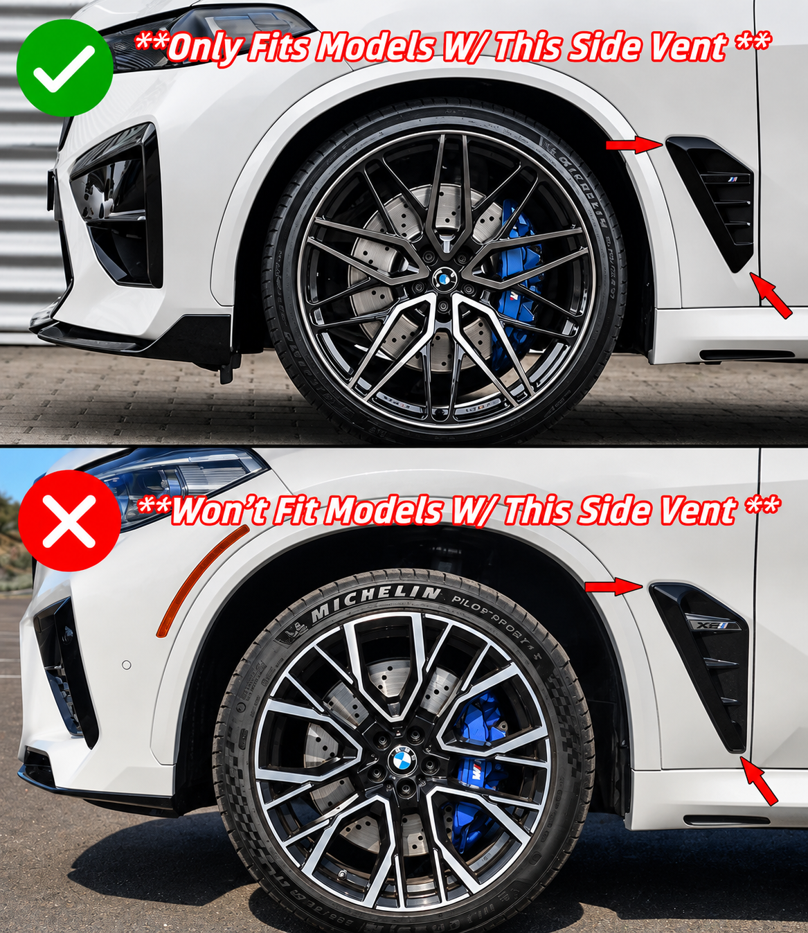 PARA BMW G05 X5 X5M ESTILO GUARDABARROS VENTILACIÓN LATERAL FIBRA DE CARBONO 2024-26 REPUESTO
