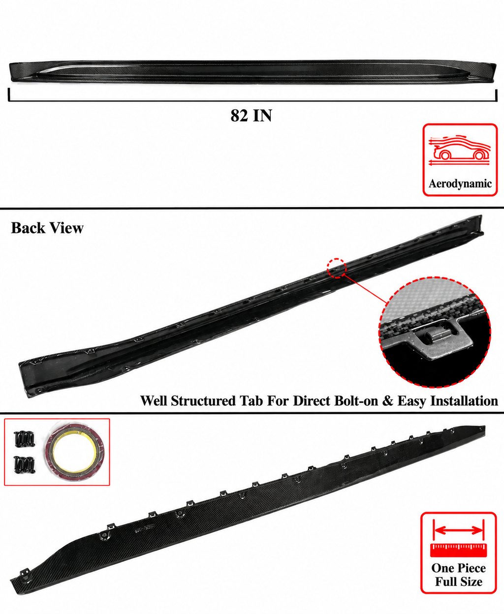 PARA BMW G80 M3 V2 2021-26 FIBRA CARBONO FALDÓN EXTENSIÓN LATERAL DIVISOR REPUESTO