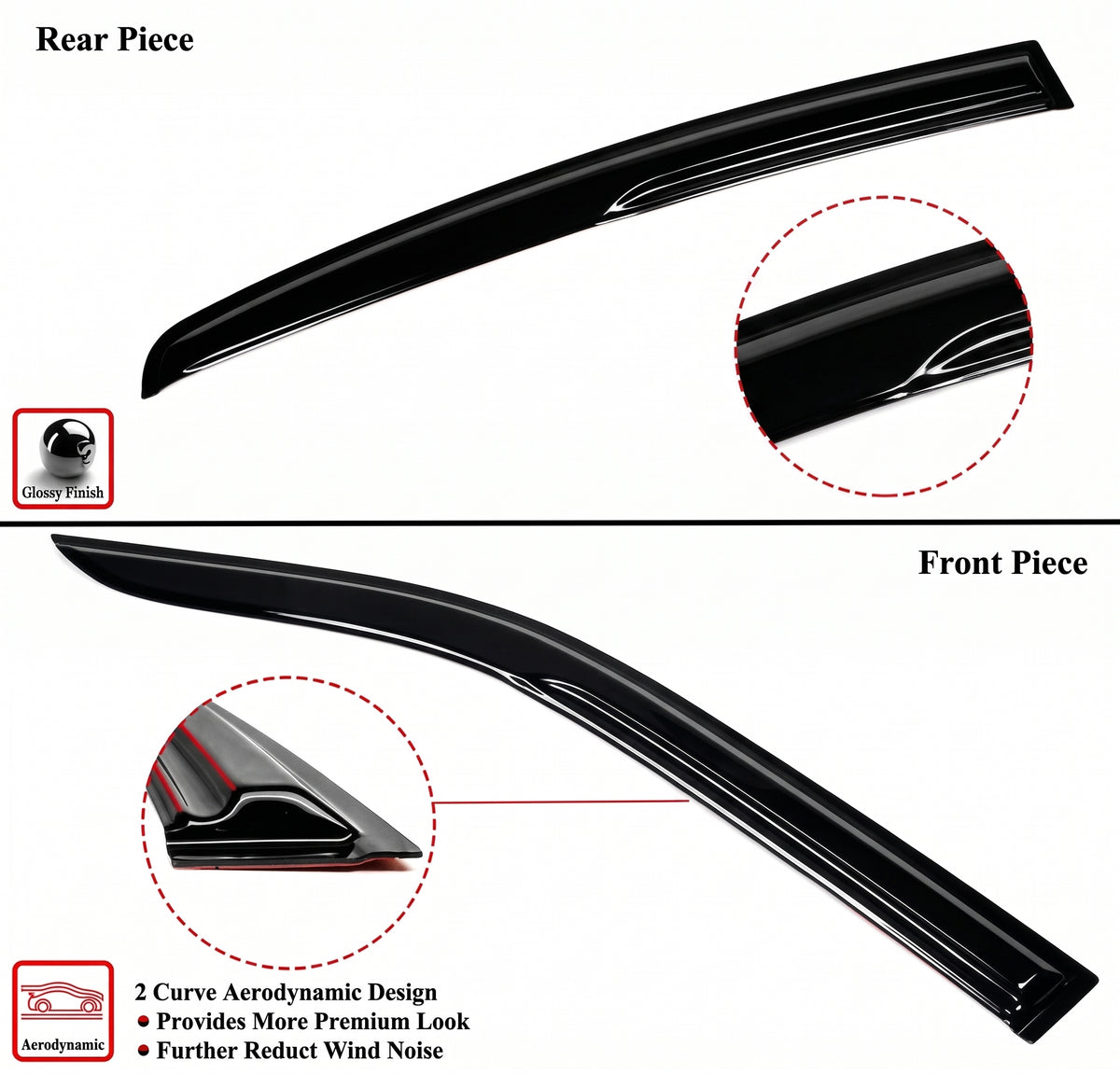 DODGE CHARGER 2011-2023 ESTILO M 3D AERO ONDULADO VENTANA VISERA PROTECTOR CONTRA LA LLUVIA