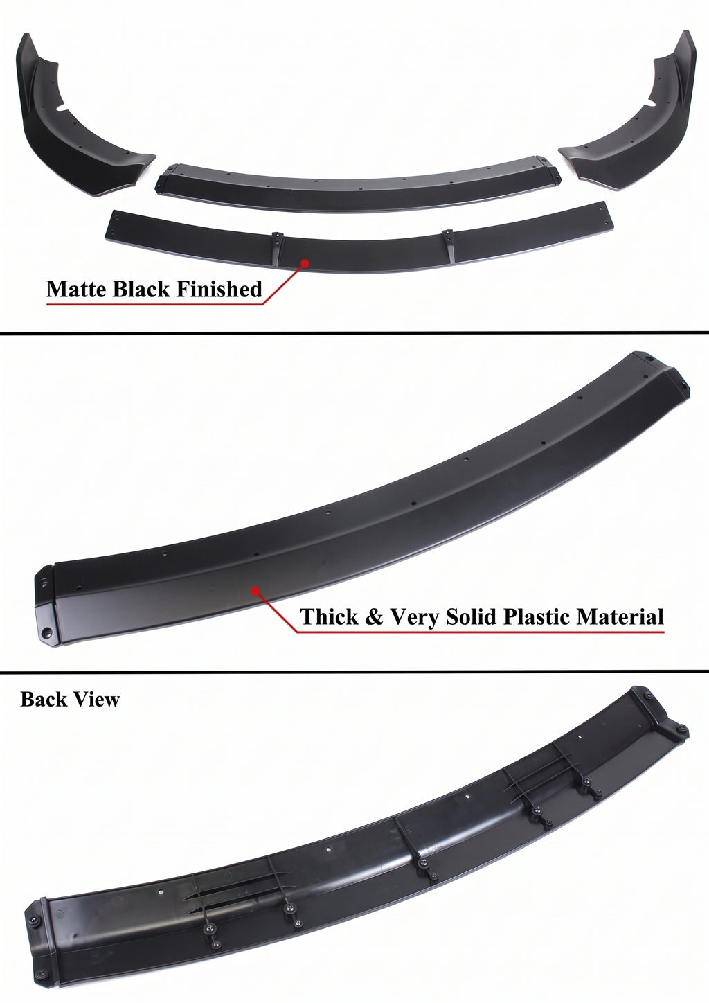 Dodge Charger SRT 2015-2023 DIVISOR DE LABIOS PARA PARACHOQUES NEGRO MATE DOBLE CUBIERTA