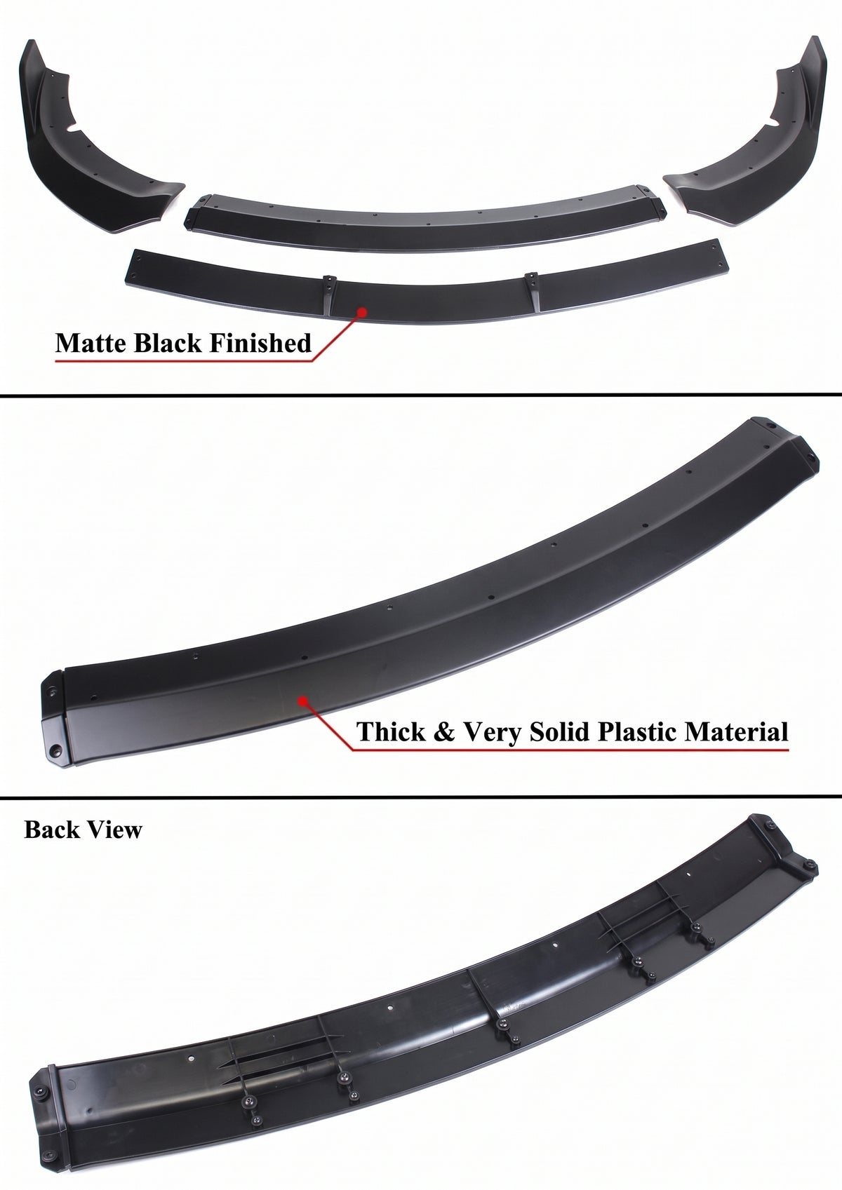 Dodge Charger SRT 2015-2023 DIVISOR DE LABIOS PARA PARACHOQUES NEGRO MATE DOBLE CUBIERTA
