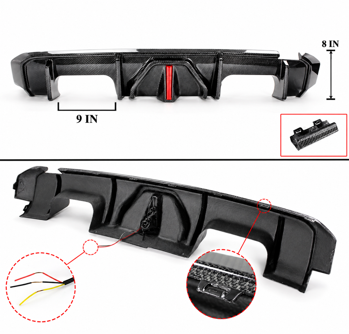 DIFUSOR TRASERO DE FIBRA DE CARBONO PARA BMW G80 M3 G82 G83 M4 21-26 CON LUZ LED