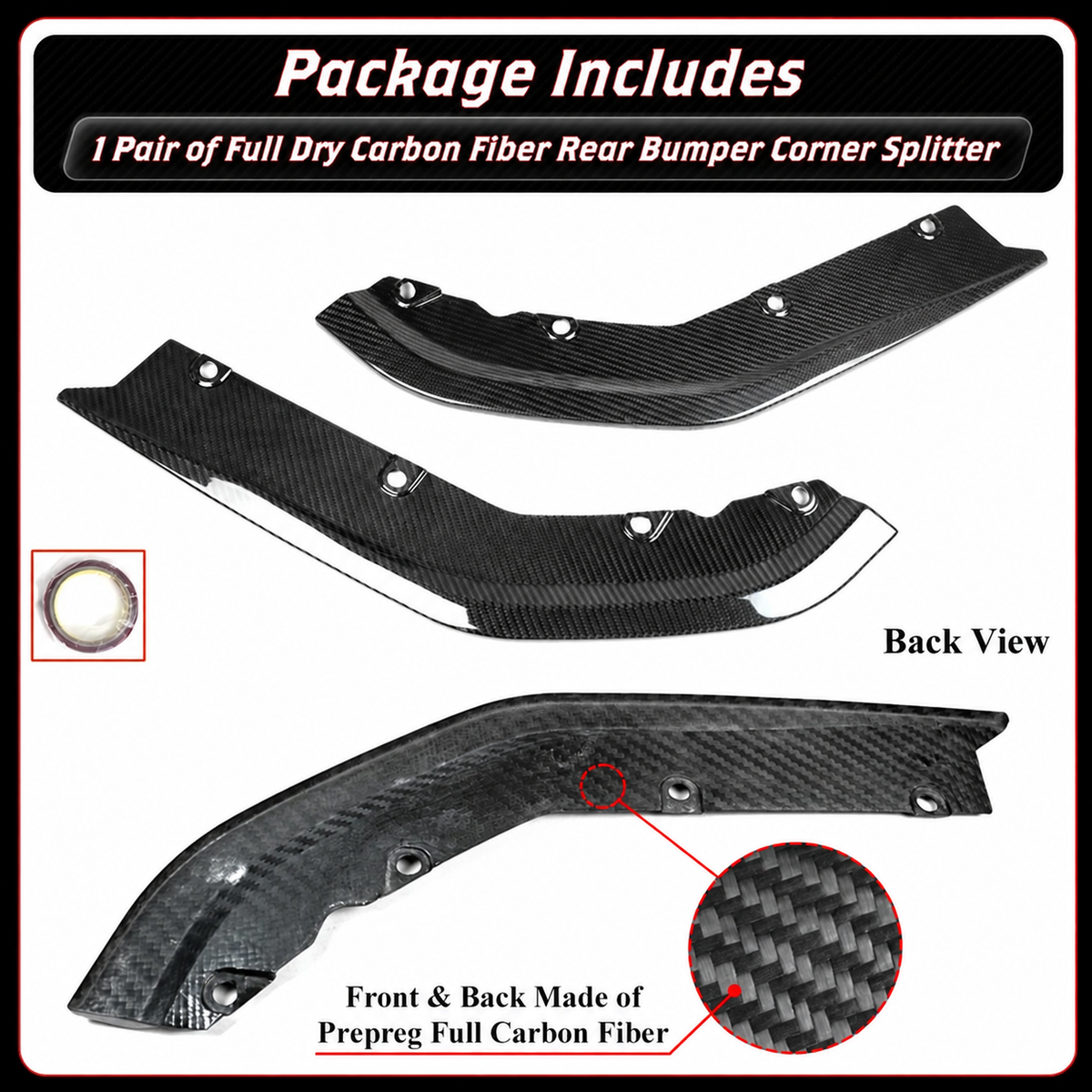 PARACHOQUES TRASERO DIVISOR LATERAL ESQUINA FIBRA DE CARBONO SECO BMW G80 M3 2021-2026