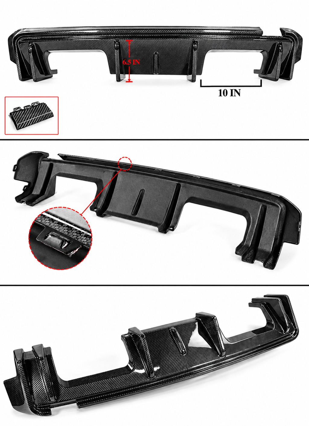 DIFUSOR TRASERO DE FIBRA DE CARBONO ESTILO 3D PARA BMW G80 M3 2021-2026 + EXTENSIÓN DE ESQUINA