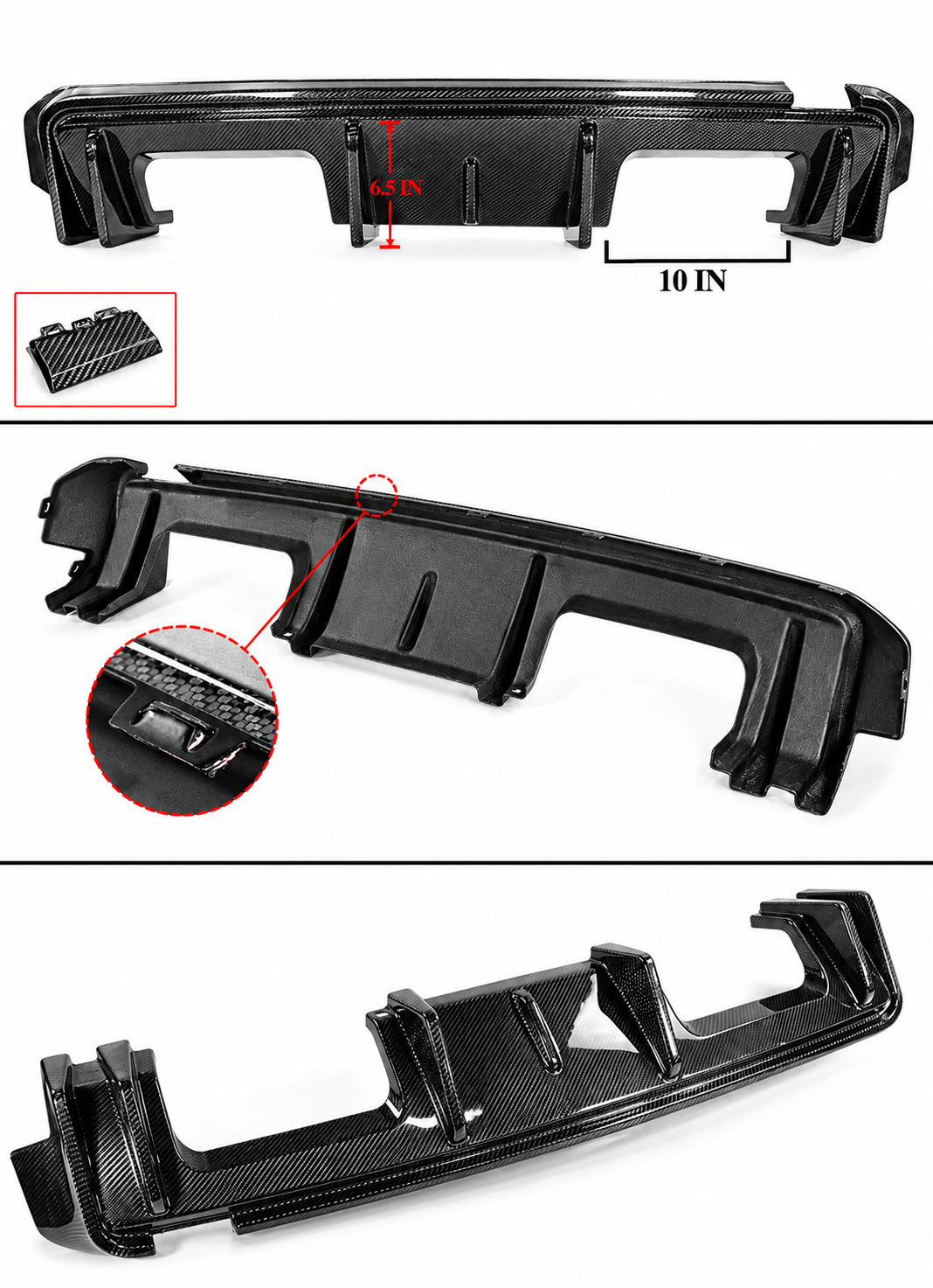 DIFUSOR TRASERO DE FIBRA DE CARBONO ESTILO 3D PARA BMW G80 M3 2021-2026 + EXTENSIÓN DE ESQUINA